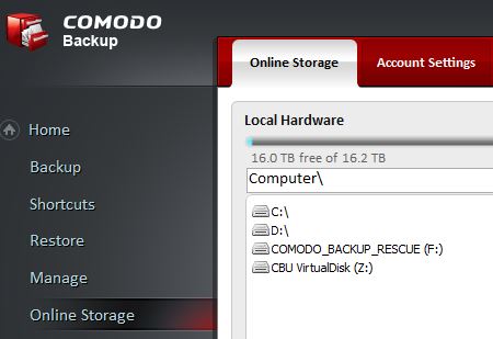 תוכנת גיבוי למחשב Comodo